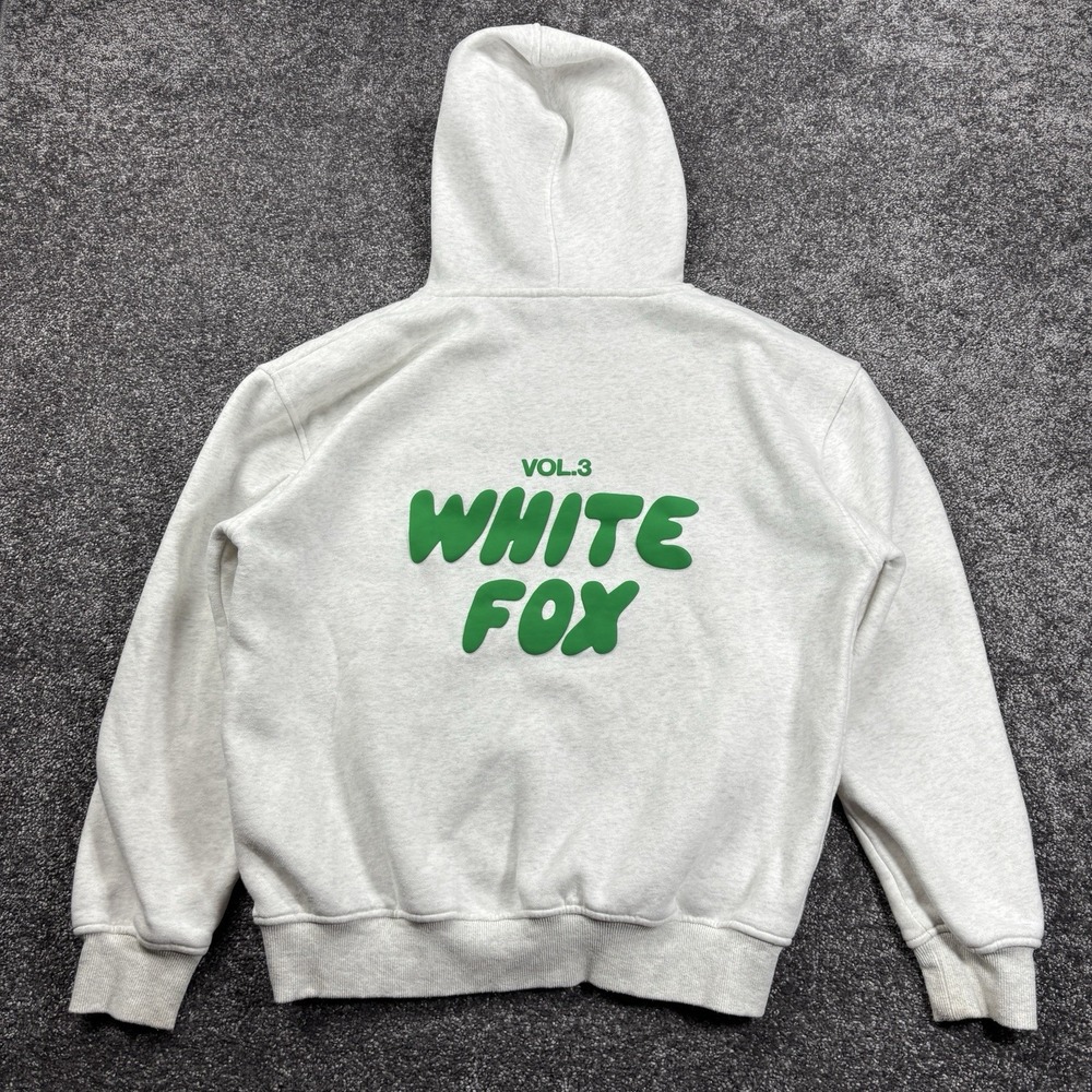 White Fox Hoodie Womens S/M White Gray Vol 3 Graphic Pullover Oversized